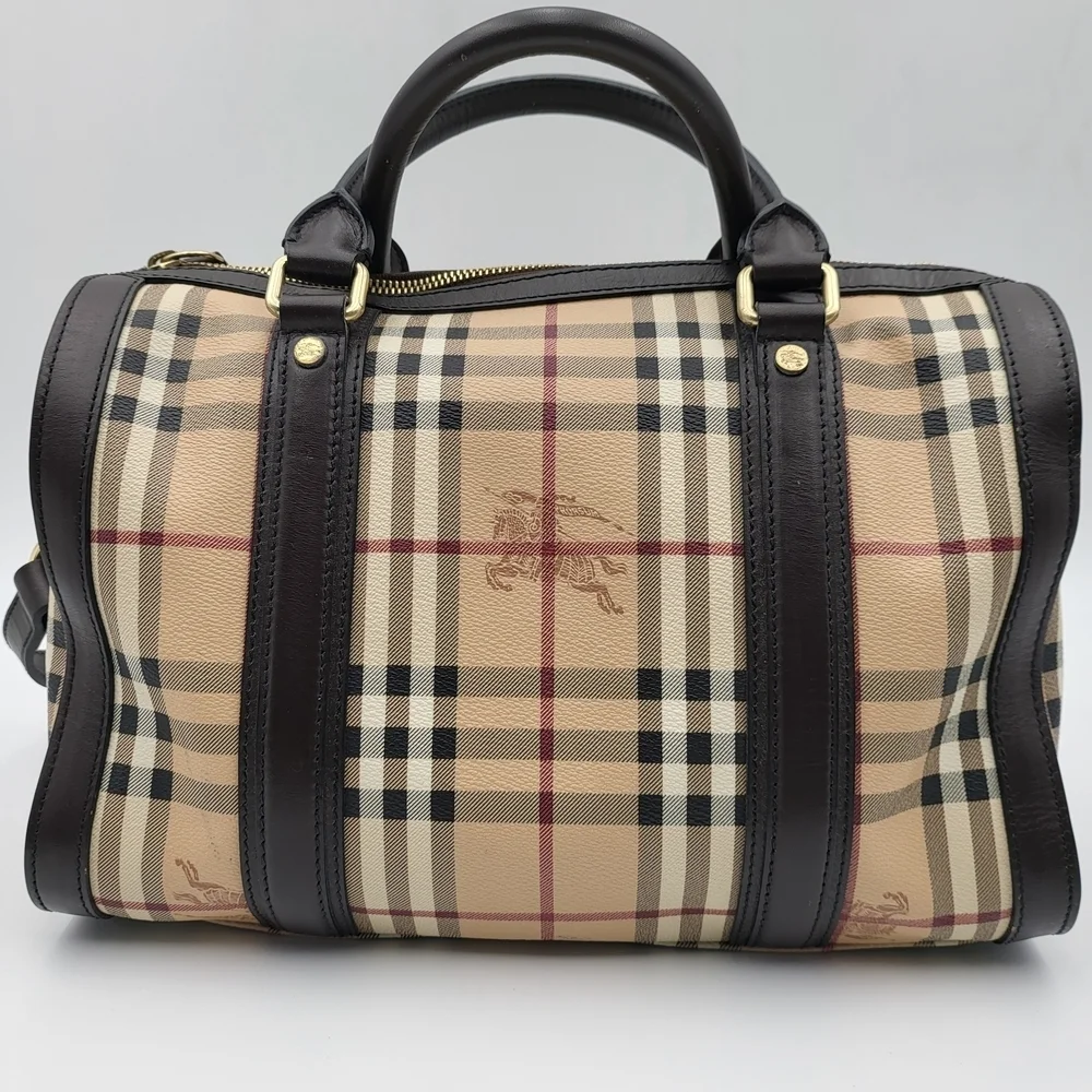 Burberry Alchester Haymarket Medium Top Handle Bag, Authentic...